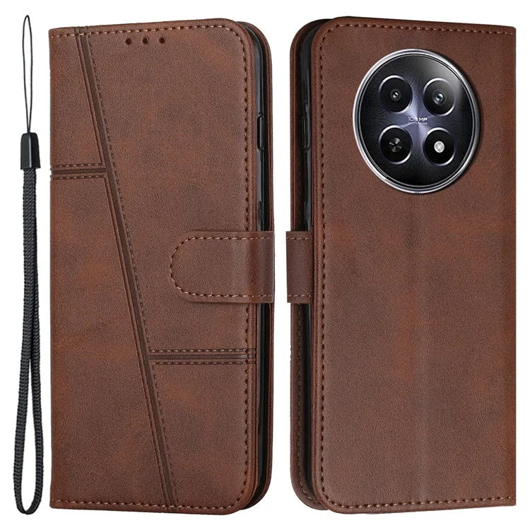 For Realme 12 5G Case Fall Protection Calf Texture PU Leather Phone Cover