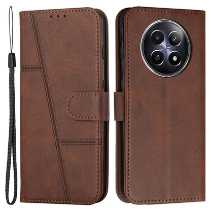 For Realme 12 5G Case Fall Protection Calf Texture PU Leather Phone Cover
