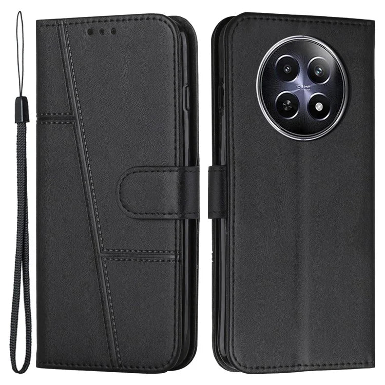 For Realme 12 5G Case Fall Protection Calf Texture PU Leather Phone Cover