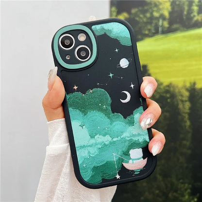 For iPhone 15 Cell Phone Case Anti-drop TPU Pattern Printed Round Edge Cover
