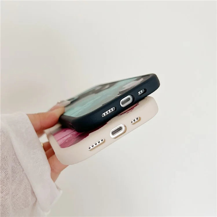 For iPhone 15 Cell Phone Case Anti-drop TPU Pattern Printed Round Edge Cover