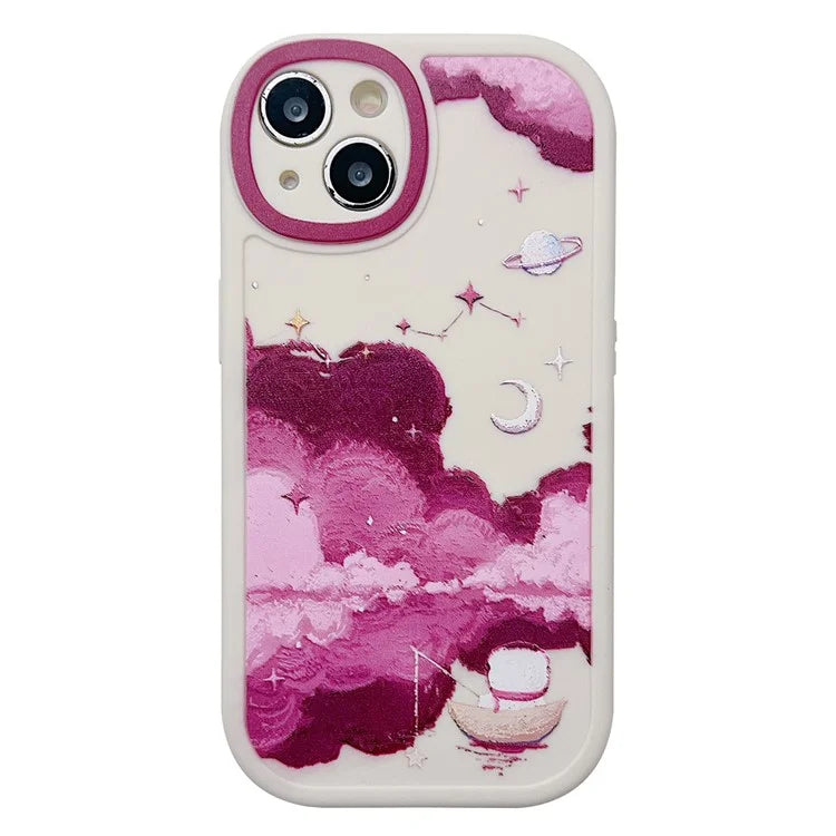 For iPhone 15 Cell Phone Case Anti-drop TPU Pattern Printed Round Edge Cover