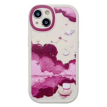 For iPhone 15 Cell Phone Case Anti-drop TPU Pattern Printed Round Edge Cover