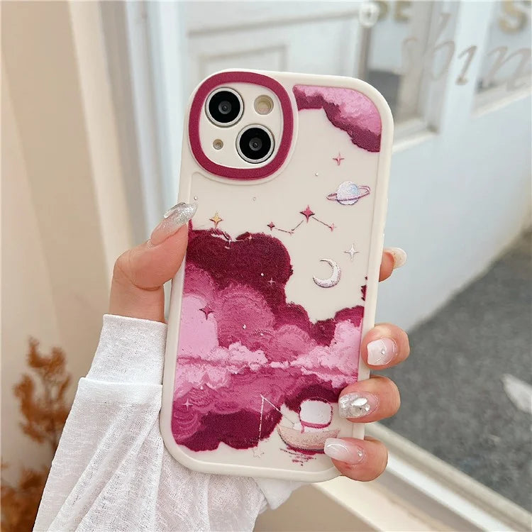 For iPhone 15 Cell Phone Case Anti-drop TPU Pattern Printed Round Edge Cover