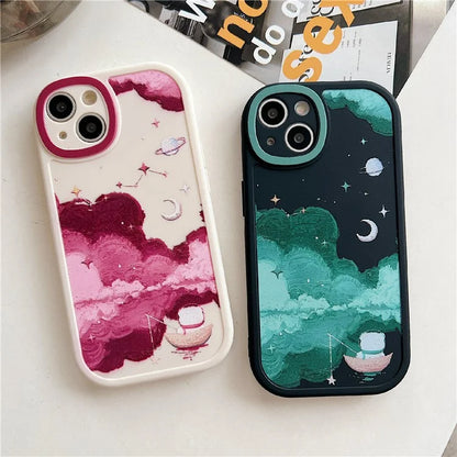 For iPhone 15 Cell Phone Case Anti-drop TPU Pattern Printed Round Edge Cover