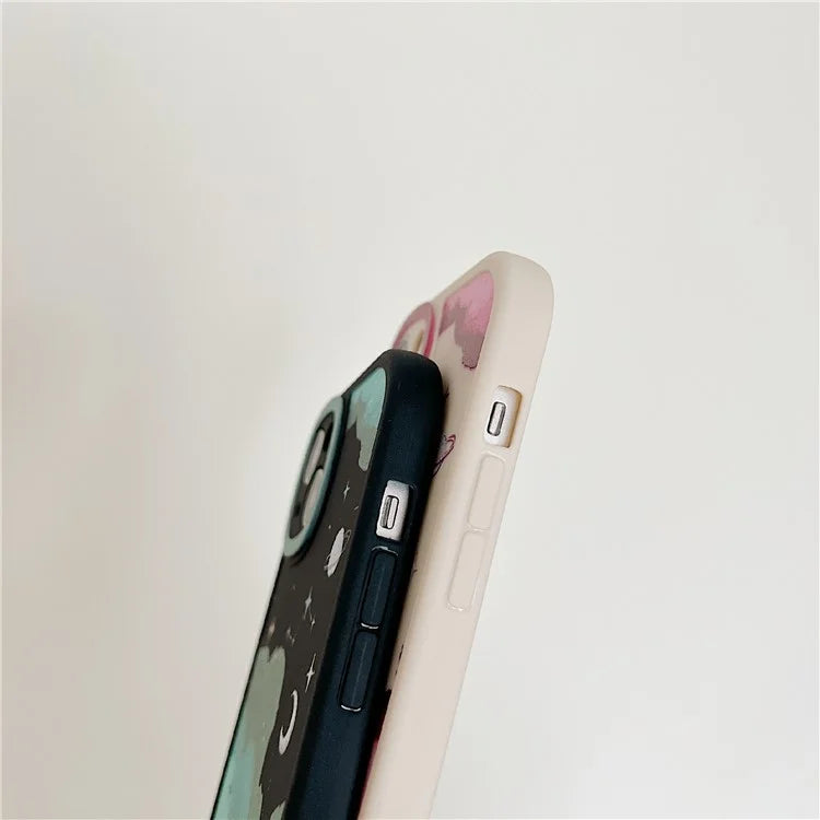 For iPhone 15 Cell Phone Case Anti-drop TPU Pattern Printed Round Edge Cover