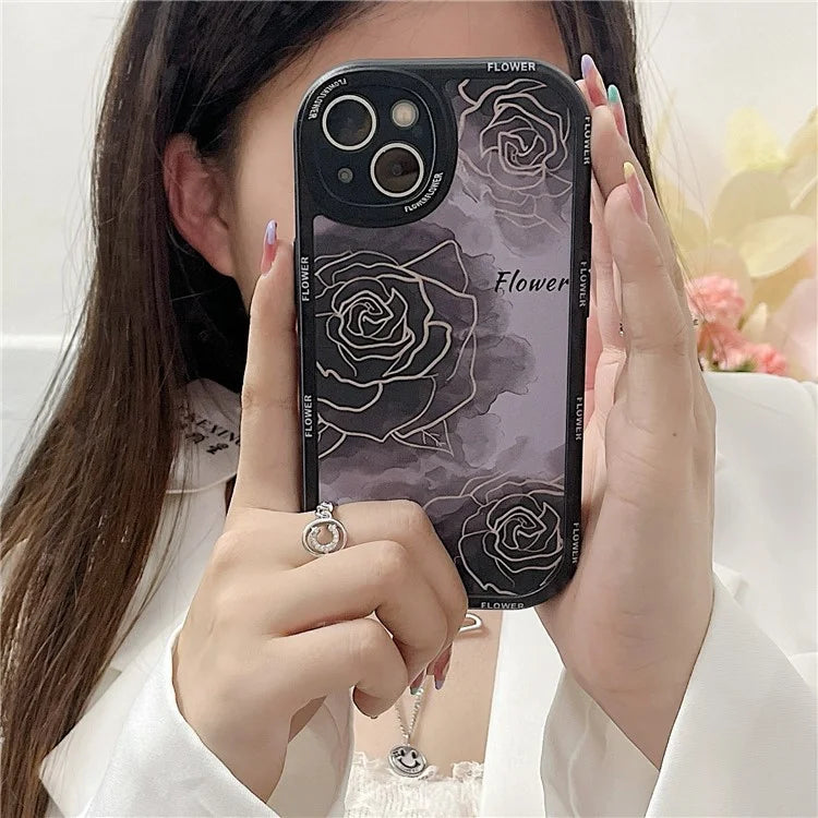 For iPhone 15 Cell Phone Case Anti-drop TPU Pattern Printed Round Edge Cover