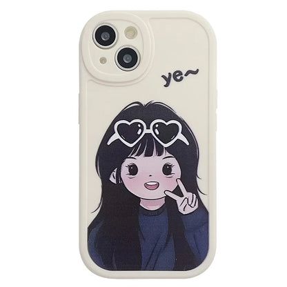 For iPhone 15 Cell Phone Case Anti-drop TPU Pattern Printed Round Edge Cover