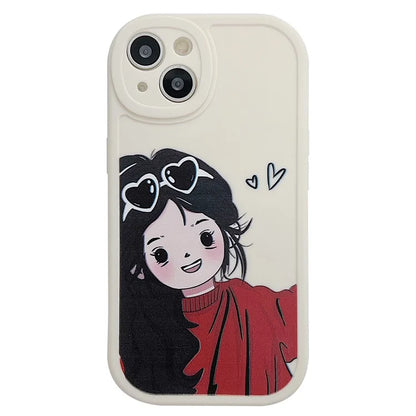 For iPhone 15 Cell Phone Case Anti-drop TPU Pattern Printed Round Edge Cover