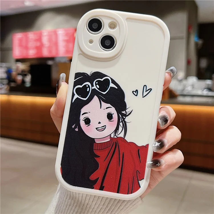 For iPhone 15 Cell Phone Case Anti-drop TPU Pattern Printed Round Edge Cover