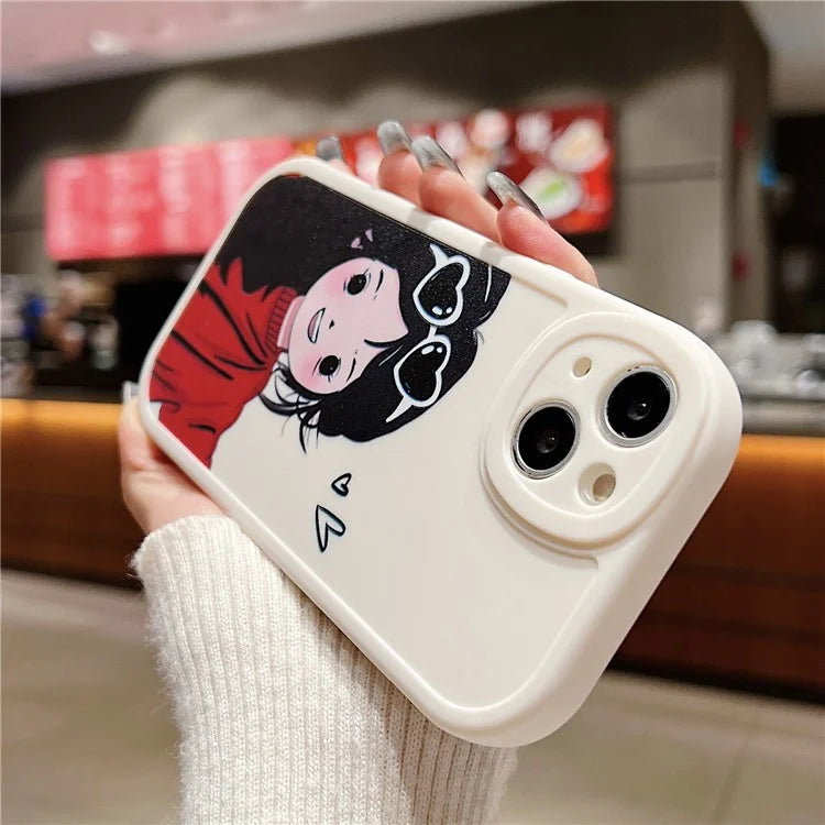 For iPhone 15 Cell Phone Case Anti-drop TPU Pattern Printed Round Edge Cover