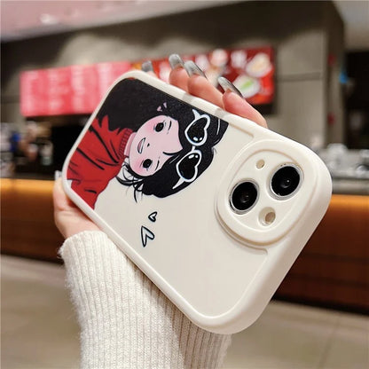For iPhone 15 Cell Phone Case Anti-drop TPU Pattern Printed Round Edge Cover