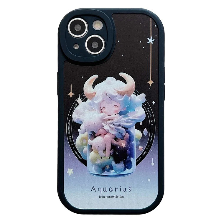 For iPhone 15 Cell Phone Case Anti-drop TPU Pattern Printed Round Edge Cover