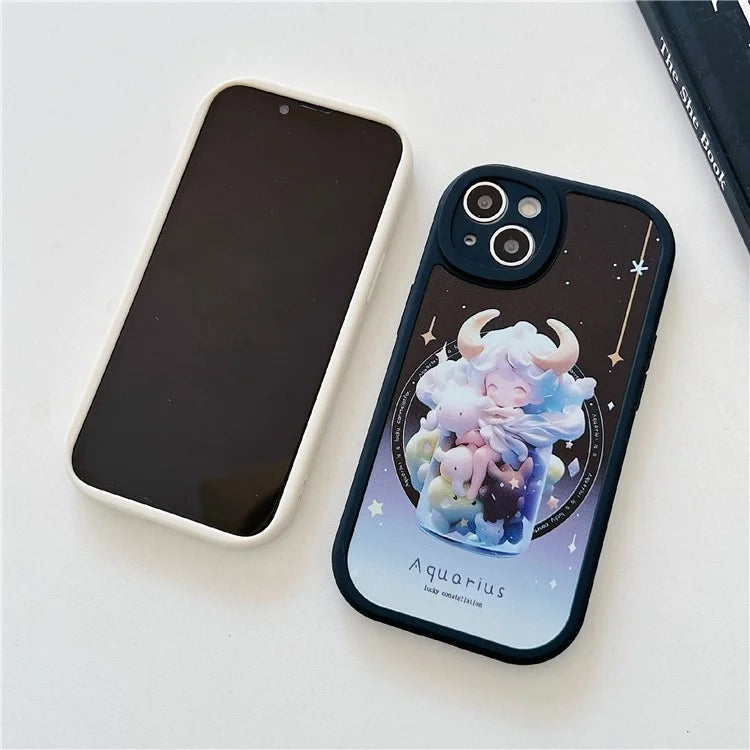 For iPhone 15 Cell Phone Case Anti-drop TPU Pattern Printed Round Edge Cover