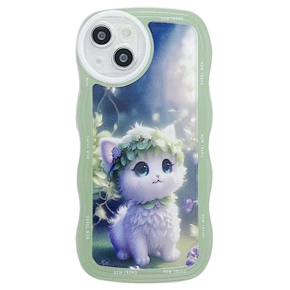 For iPhone 15 Case Curly Wave Frame Pattern Printed TPU Phone Cover
