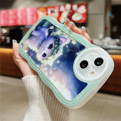 For iPhone 15 Case Curly Wave Frame Pattern Printed TPU Phone Cover