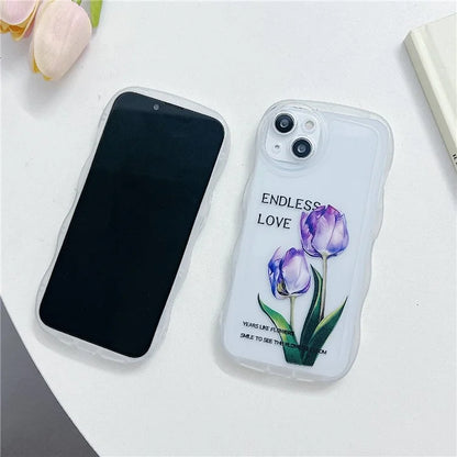 For iPhone 15 Case Curly Wave Frame Pattern Printed TPU Phone Cover