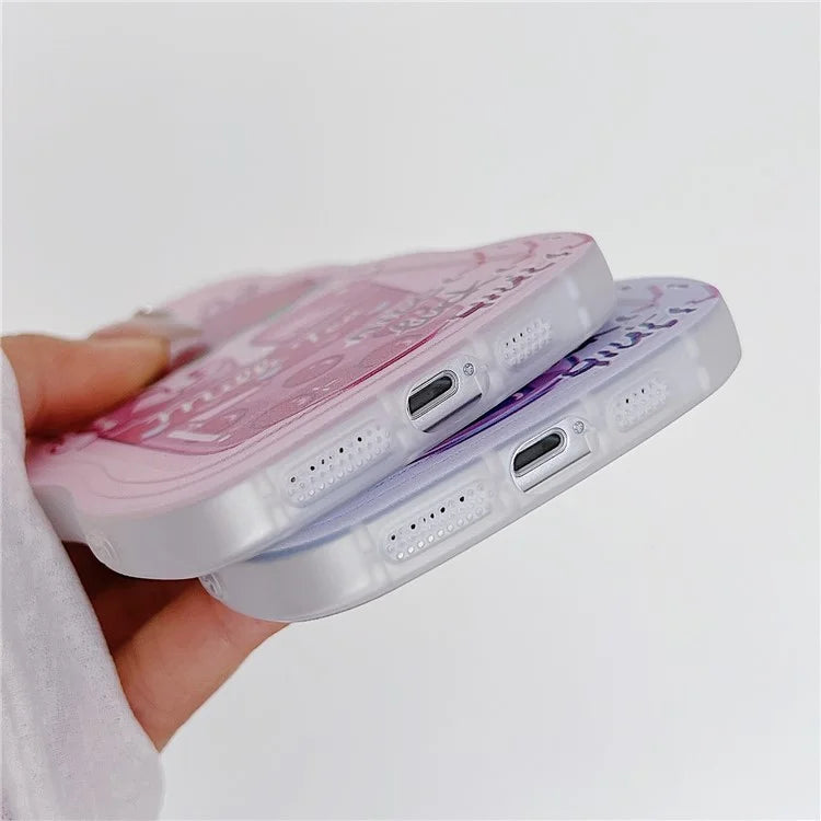 For iPhone 15 Case Curly Wave Frame Pattern Printed TPU Phone Cover