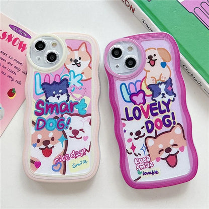 For iPhone 15 Case Curly Wave Frame Pattern Printed TPU Phone Cover