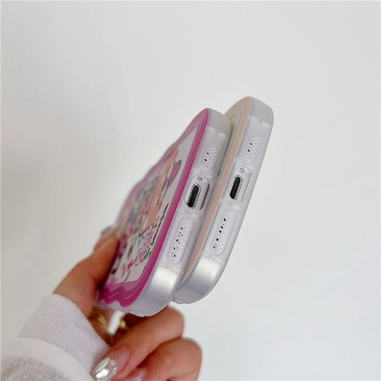 For iPhone 15 Case Curly Wave Frame Pattern Printed TPU Phone Cover