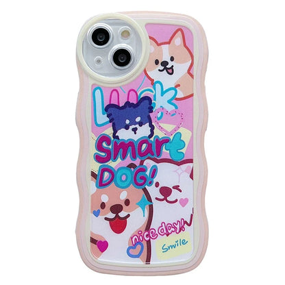 For iPhone 15 Case Curly Wave Frame Pattern Printed TPU Phone Cover