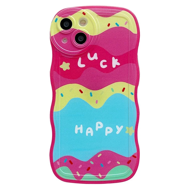 For iPhone 15 Case Curly Wave Frame Pattern Printed TPU Phone Cover