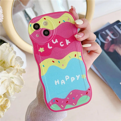 For iPhone 15 Case Curly Wave Frame Pattern Printed TPU Phone Cover