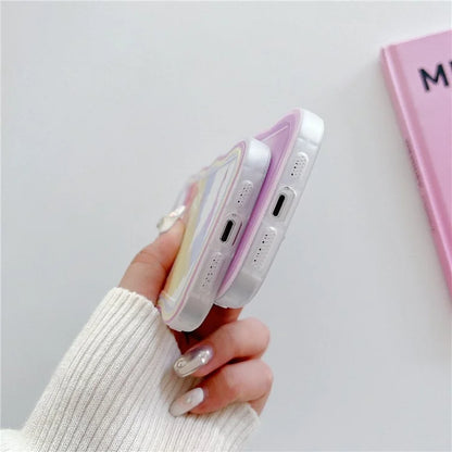 For iPhone 15 Case Curly Wave Frame Pattern Printed TPU Phone Cover and Rabbit