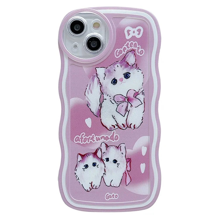 For iPhone 15 Case Curly Wave Frame Pattern Printed TPU Phone Cover