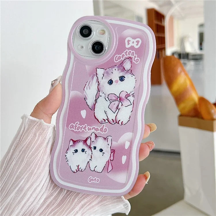 For iPhone 15 Case Curly Wave Frame Pattern Printed TPU Phone Cover