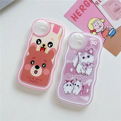 For iPhone 15 Case Curly Wave Frame Pattern Printed TPU Phone Cover