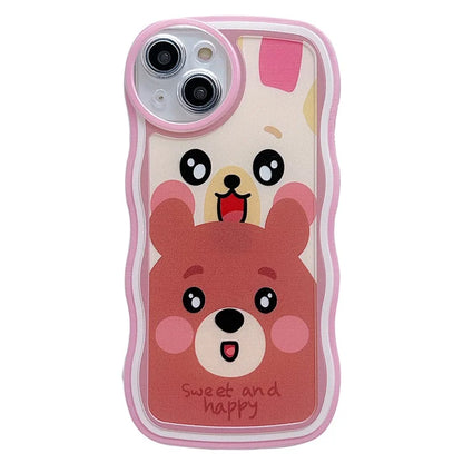For iPhone 15 Case Curly Wave Frame Pattern Printed TPU Phone Cover