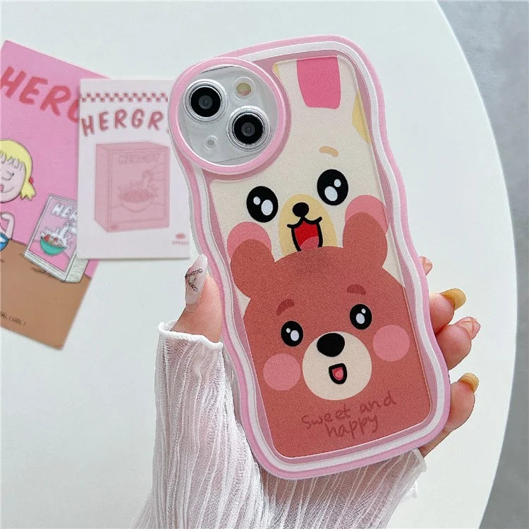 For iPhone 15 Case Curly Wave Frame Pattern Printed TPU Phone Cover