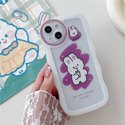 For iPhone 15 Case Curly Wave Frame Pattern Printed TPU Phone Cover