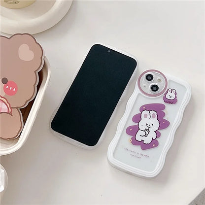 For iPhone 15 Case Curly Wave Frame Pattern Printed TPU Phone Cover