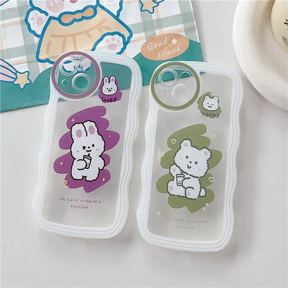For iPhone 15 Case Curly Wave Frame Pattern Printed TPU Phone Cover