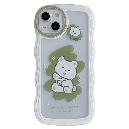 For iPhone 15 Case Curly Wave Frame Pattern Printed TPU Phone Cover