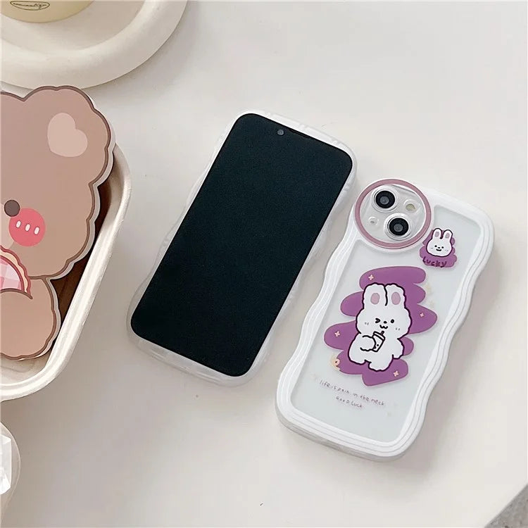 For iPhone 15 Case Curly Wave Frame Pattern Printed TPU Phone Cover