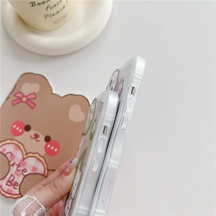 For iPhone 15 Case Curly Wave Frame Pattern Printed TPU Phone Cover