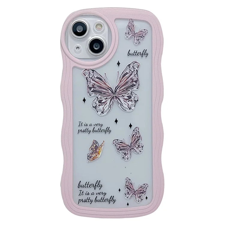 For iPhone 15 Case Curly Wave Frame Pattern Printed TPU Phone Cover