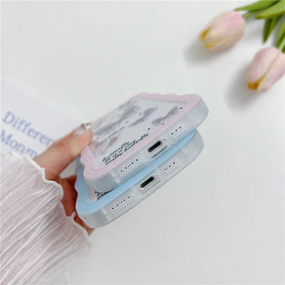 For iPhone 15 Case Curly Wave Frame Pattern Printed TPU Phone Cover