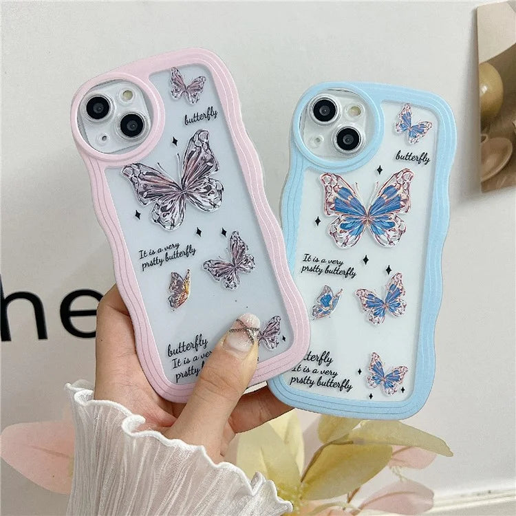 For iPhone 15 Case Curly Wave Frame Pattern Printed TPU Phone Cover