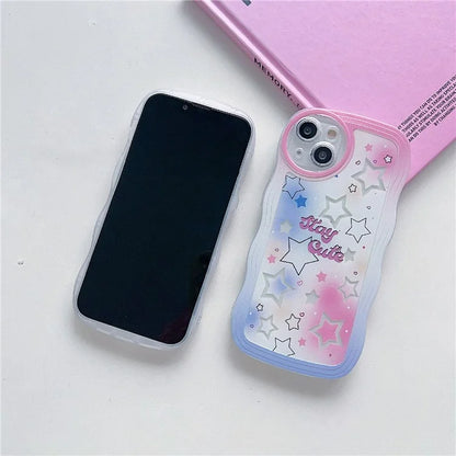 For iPhone 15 Case Curly Wave Frame Pattern Printed TPU Phone Cover