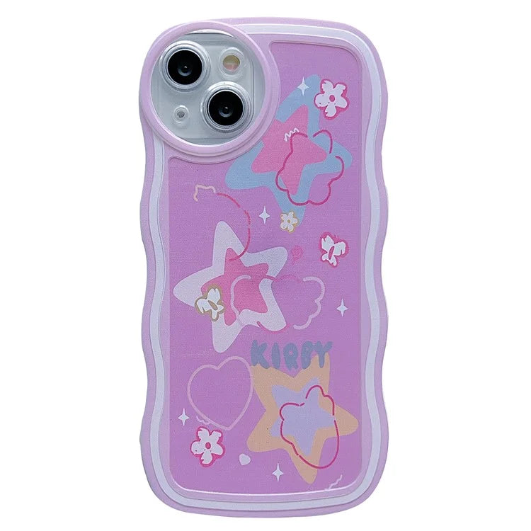 For iPhone 15 Case Curly Wave Frame Pattern Printed TPU Phone Cover