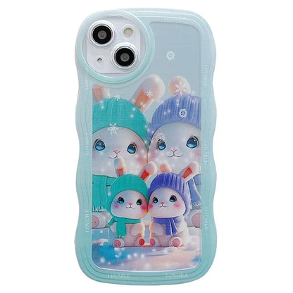 For iPhone 15 Case Curly Wave Frame Pattern Printed TPU Phone Cover