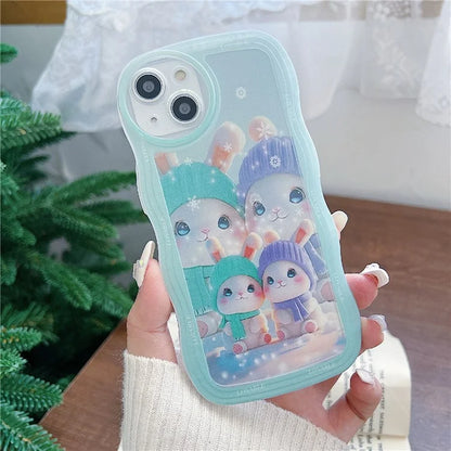 For iPhone 15 Case Curly Wave Frame Pattern Printed TPU Phone Cover
