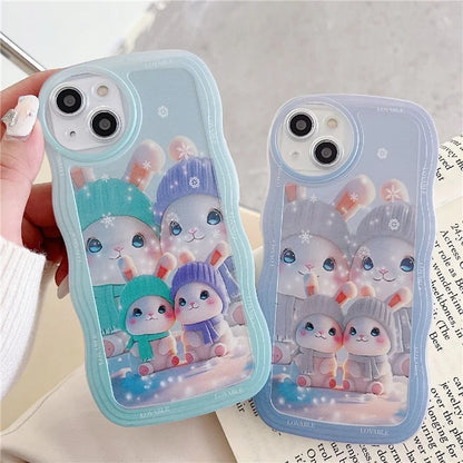 For iPhone 15 Case Curly Wave Frame Pattern Printed TPU Phone Cover