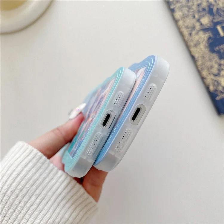 For iPhone 15 Case Curly Wave Frame Pattern Printed TPU Phone Cover