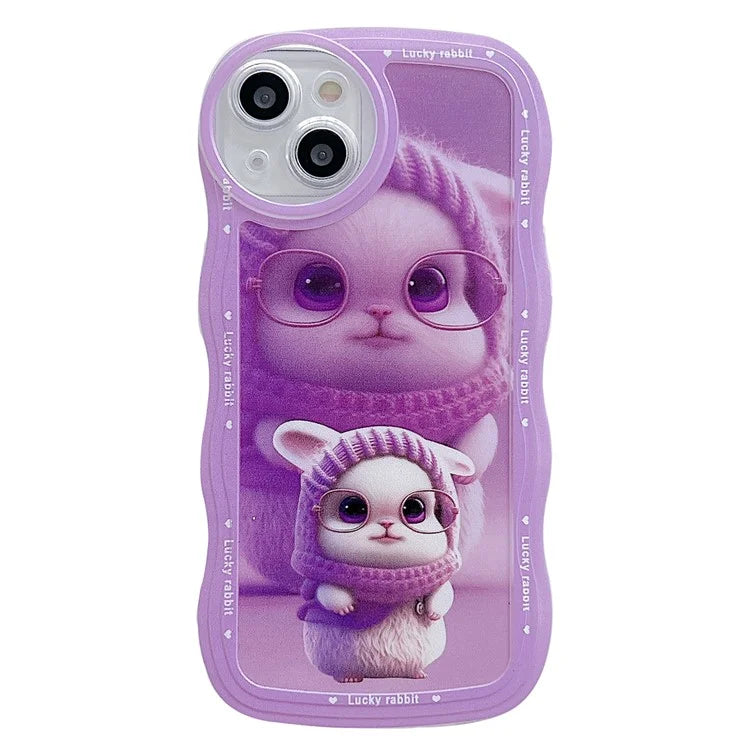 For iPhone 15 Case Curly Wave Frame Pattern Printed TPU Phone Cover