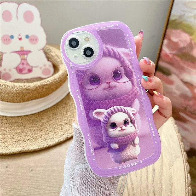 For iPhone 15 Case Curly Wave Frame Pattern Printed TPU Phone Cover